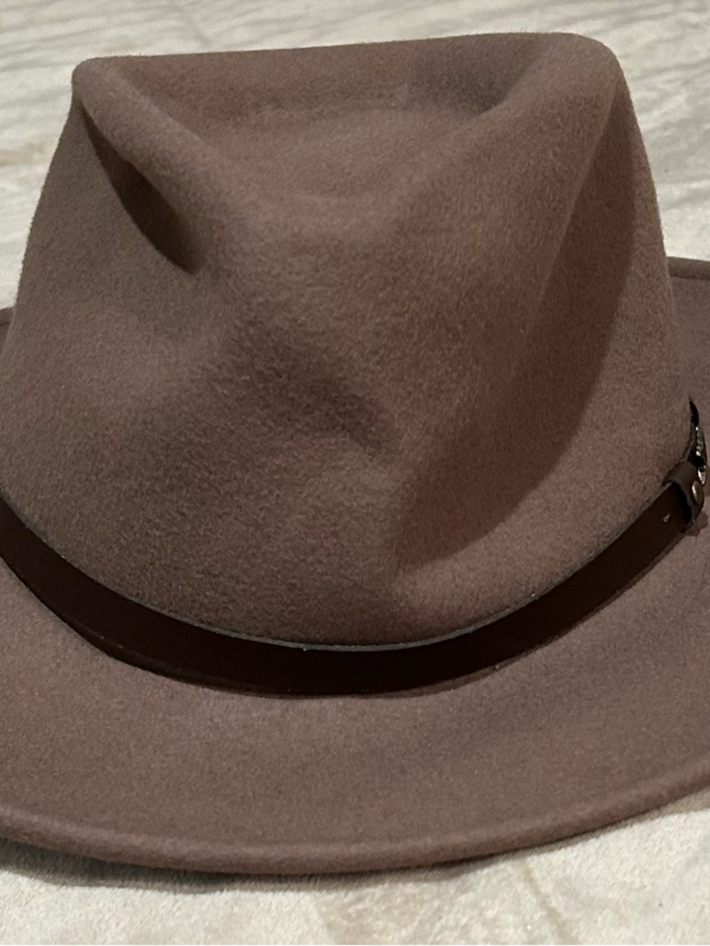 Minnetonka Brown Wool Felt Fedora with Leather Band